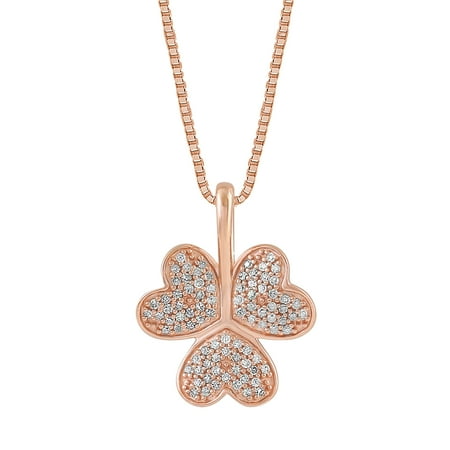 1/6 CTTW Diamond Tri Heart Pendant Necklace 18K Rose Gold Plated Sterling Silver