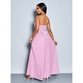 thumbnail image 2 of Pink And White Striped Maxi Dress With Spaghetti Straps, Chest Gathering, Pockets, A-Line Flowing Silhouette, 2 of 6