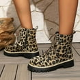 thumbnail image 2 of Stylish Retro Suede Leopard Print Lace Up Heel Ankle Winter Boots for Non Outdoor Footwear, 2 of 9