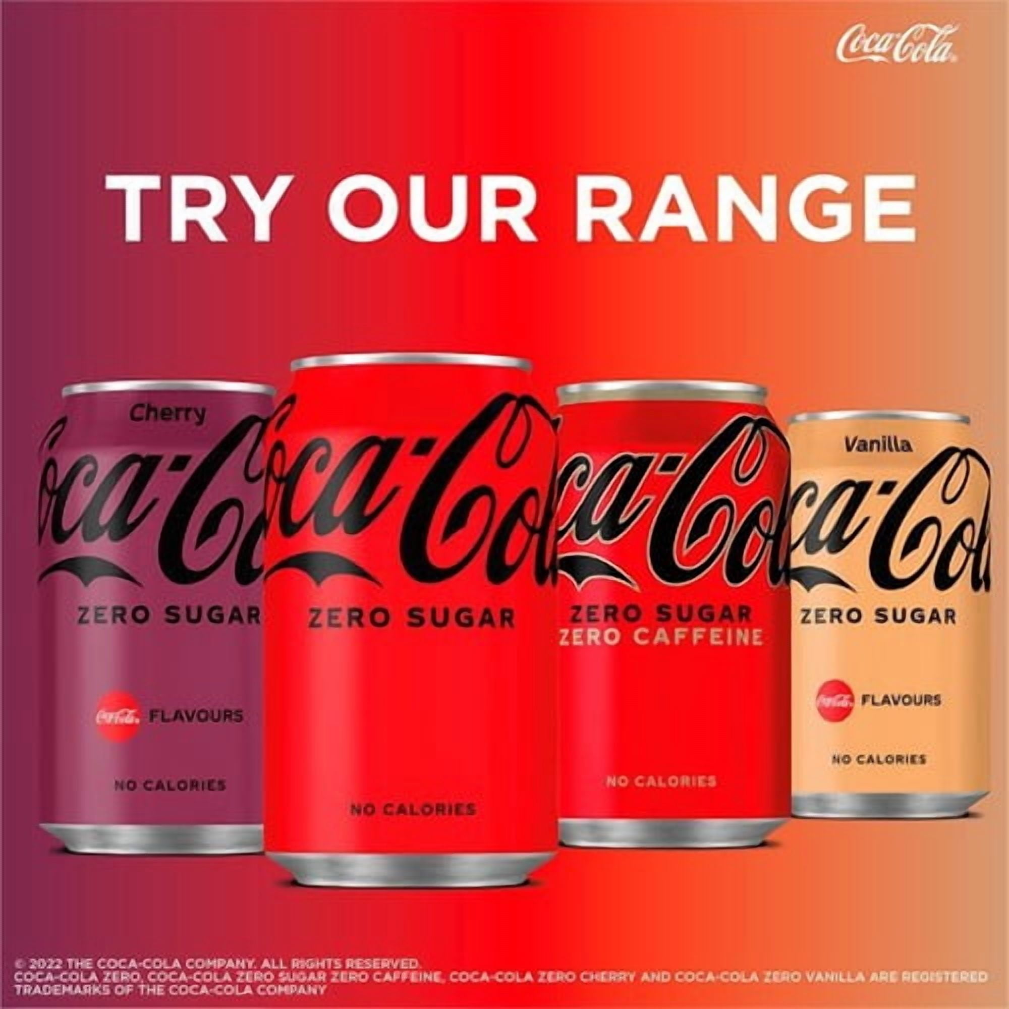 Coca-Cola Zero Sugar Zero Caffeine 8 x 330ml, British Import (Pack of 2)