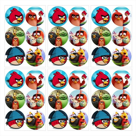 Angry Birds Stickers Party Favors Labels Birthday Thank You Themed Round Circle Baby Shower 60pcs