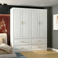 thumbnail image 2 of KULAGAGA 4-Door White Armoire, 63 Wide Wardrobe Storage Cabinet with Shelves and Drawers for Bedroom,74.4" H, 2 of 7