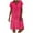 Hot Pink, variant on Pntutb Women Summer Style V-Neck Print Dress Short Sleeve Ladies Dress