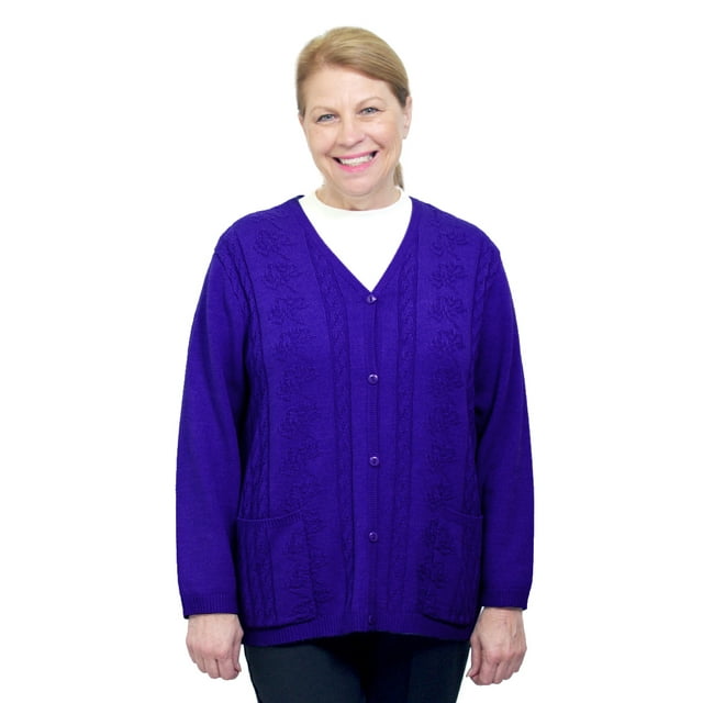 Silverts Women Cardigan Open Back Knit Sweater, M, Deep Blue