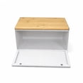 thumbnail image 5 of HausRoland Metal Bread Box 14x9.25x8.3" (35.5x23.5x21 cm) Countertop Bread Bin Bread Storage Container for Bakery Storage Bin Food Keeper Pastry Box with Opening Wooden Top, White, 5 of 7