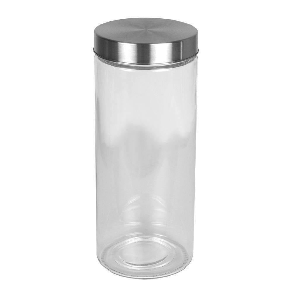 KMwares Glass Food Jars, Clear Storage Containers with Stainless Steel Lid,  Airtight Glass Canisters Set for Coffee, Sugar and Creamer Container Set
