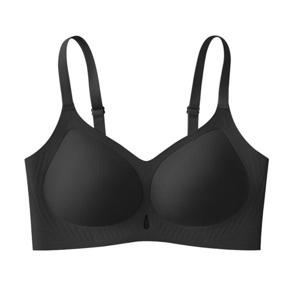 DuoJiaJ Soft Support Bra For Seamless No Side Bulge Push Up Demi Fixed Cup Wireless Comfort T-Shirt Bras Black