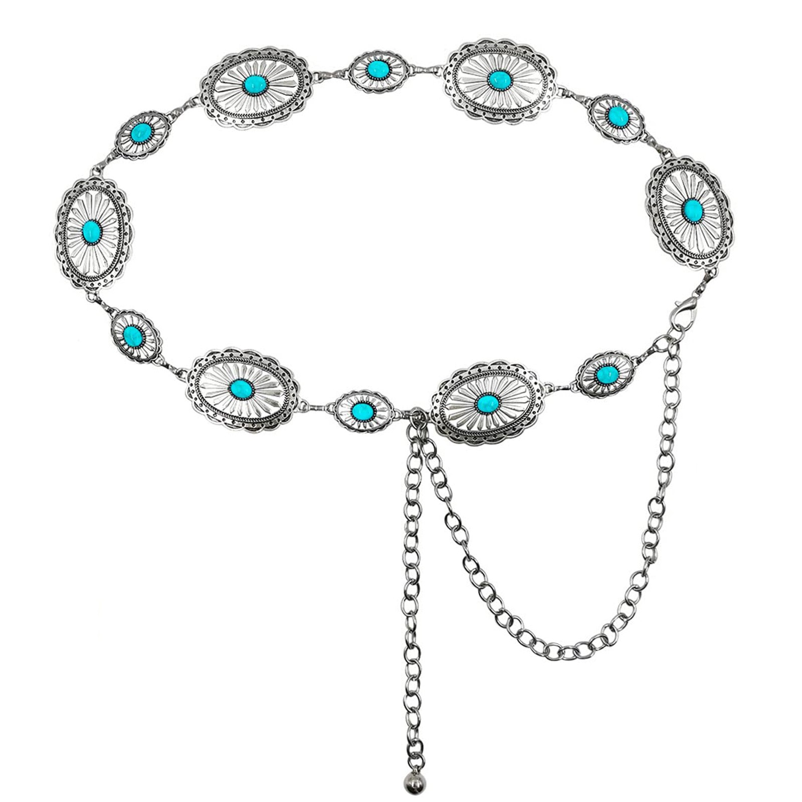 asddcavvf Womens Boho Metal Chain Dress Belt Hollow Out 