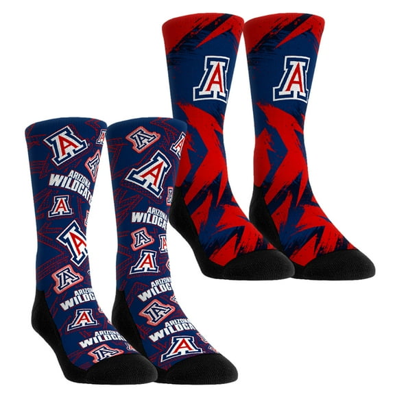 Unisex-Rock Em Socks  Arizona Wildcats Game Day Two-Pack Crew Socks Set