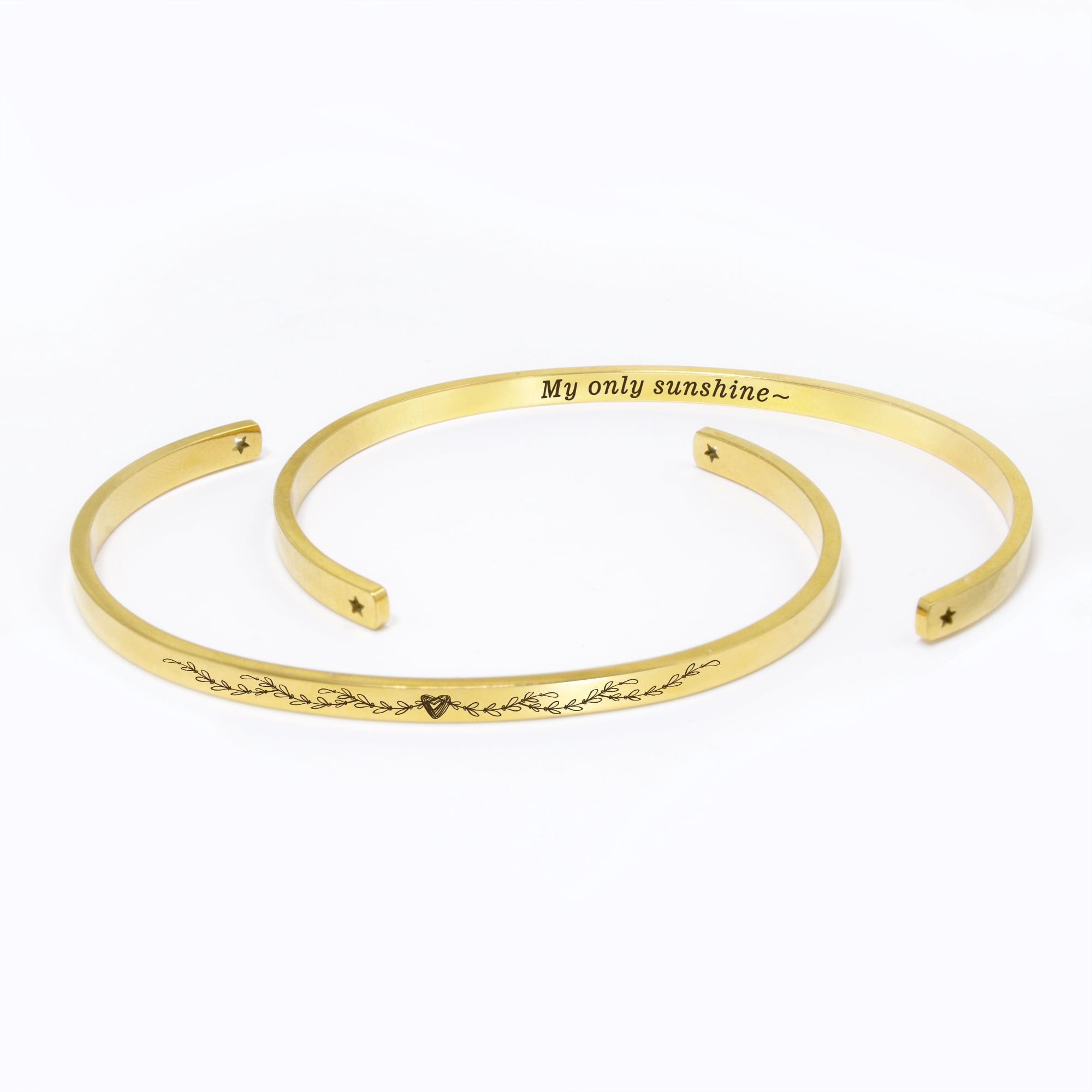 "My only sunshine" Adjustable Gold Stainless Steel Cuff Bangle Mother's Day Gift Set