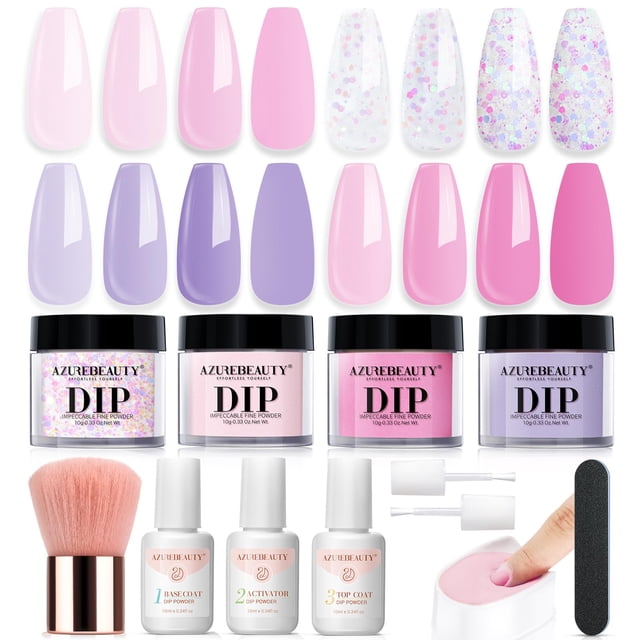 Kit de uñas en polvo para uñas AZUREBEAUTY Starter con 4 colores
