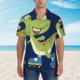 thumbnail image 2 of Vsdgher Dino Playing Roller Skate Print Men's Hawaiian Shirts Button Down Tropical Holiday Beach Shirts Vacation Clothes,X-Large, 2 of 7