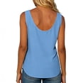 thumbnail image 5 of Siminsem Women's V Neck Button Down Tank Top Sleeveless Blouse with Chest Pocket Loose Fit Cotton Basic T-Shirt for Summer Casual Work Layering, Blue, L, 5 of 8