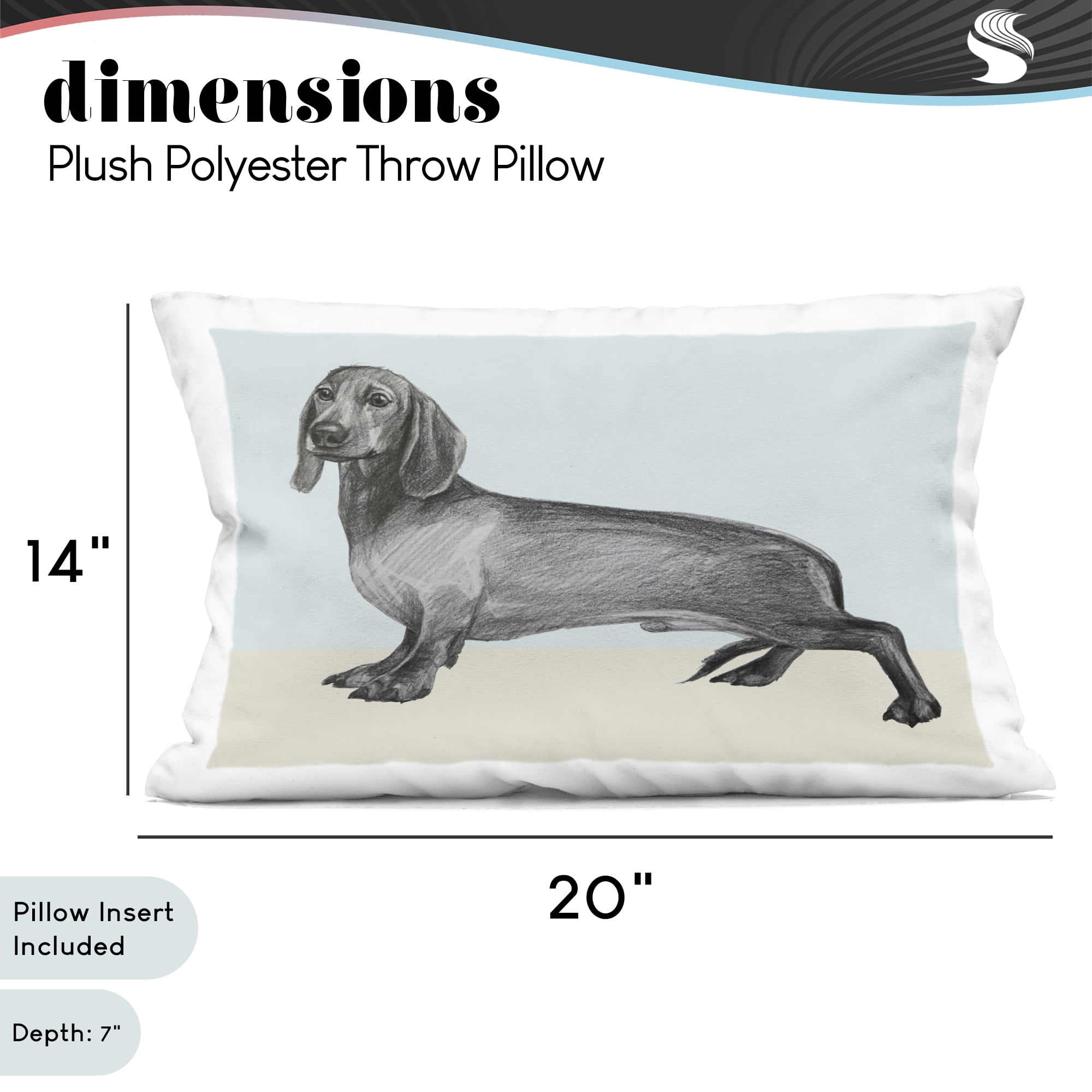 Stupell Industries Sketched Dachshund on Blue Decorative Printed Throw Pillow, design by Violeta Vollmer, 14 x 7 x 20