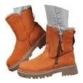 thumbnail image 3 of Xiaoxatg Women's Ankle Boots Winter Fashion Suede Platform Ankle Boots With Side Zipper Warm Lined Footwear For Cold Weather 8 Orange, 3 of 8