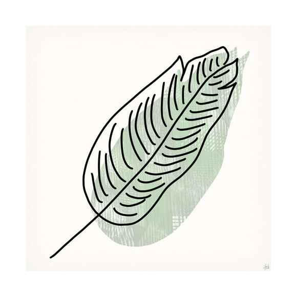 Canvas Wall Art - Line and Brush 'Leaf N Stamp 1' Wall Art for Living Room, Bedroom, or Office Décor by Trademark Fine Art - 14 x 14 Inches