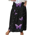 thumbnail image 2 of WXLWZYWL Women Flowy Maxi Skirt Floral Print Fall Casual Boho High Elatic Waist Loose Long Skirt with Pockets, 2 of 5