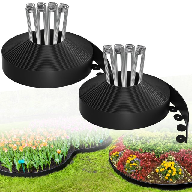 Kit de bordes para jardín Bonviee 3,8 cm x 30,5 m con 150 estacas