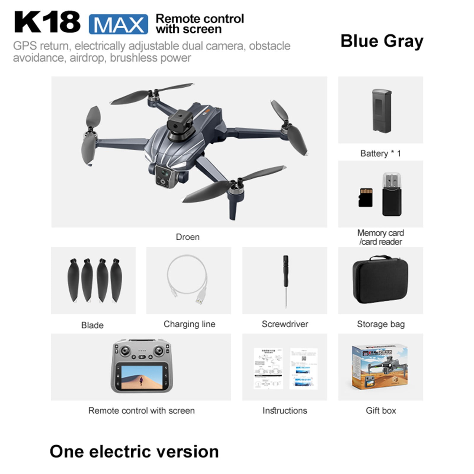 Drone with Camera, GPS RC Quadcopter with 4.5-Inch Screen Remote Control, 2K FPV, 20 Min Flight, Air Drop Function for Beginners and Adults