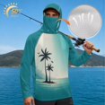 thumbnail image 3 of Bulopur Men’s UPF 50+ Sun Protection Hoodie Shirt Teal Palm Tree Beach Long Sleeve Fishing Rash Guard with Breathable Face Mask, Quick Dry Lightweight UV Top, 3 of 8