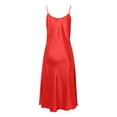thumbnail image 5 of VNKIDY Women Sleepwear Solid Color Satin Dress Pajama Spaghetti Strap V Neck Midi Length Nightgown Silky Elegant Sleepwear For Comfortable Nights Breathable Pjs, 5 of 5
