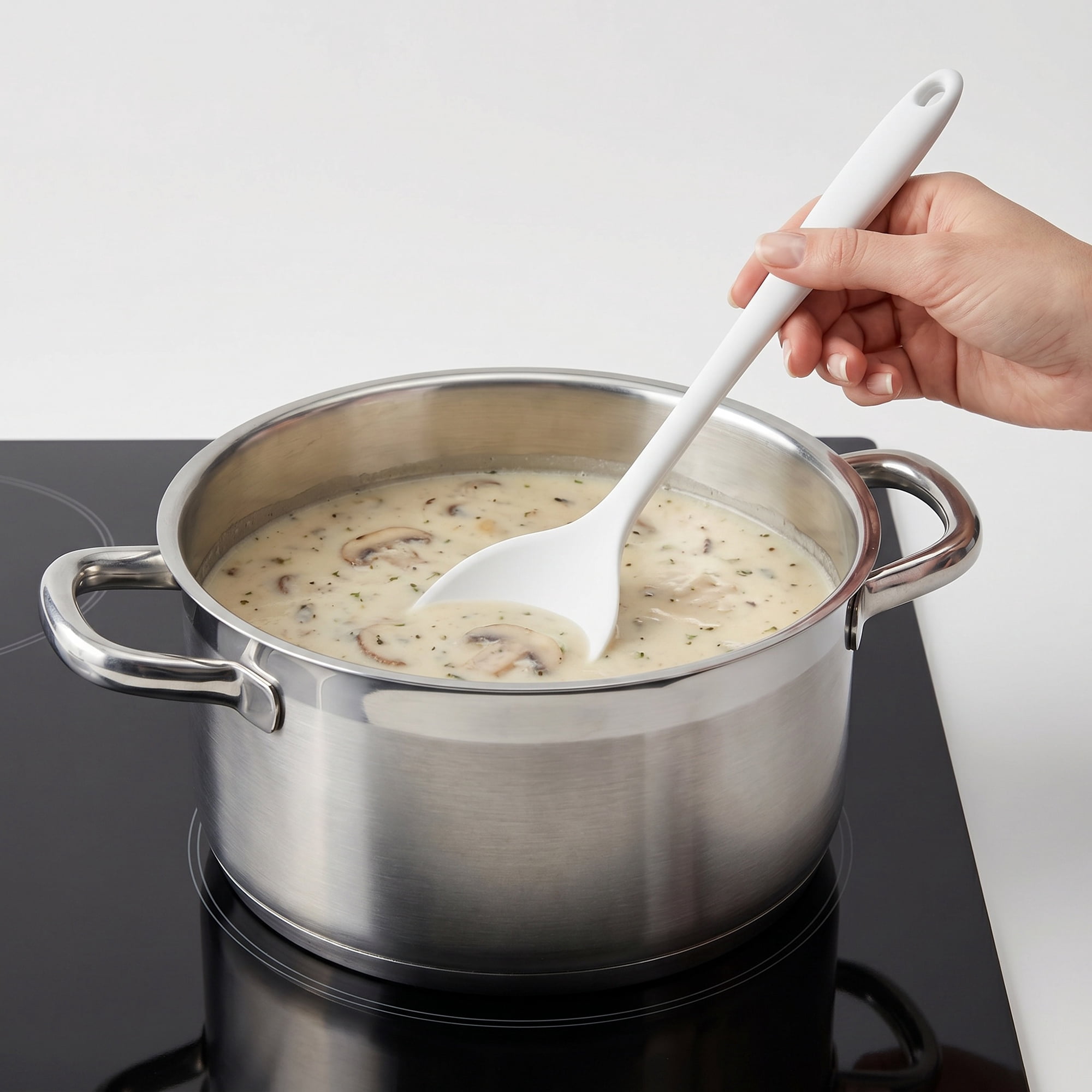 Unique Bargains Silicone Non Stick Heat Resistant Cooking Spoon Grey 12.5x3.1in