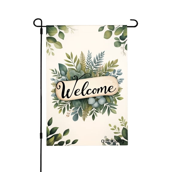 Amhnf Linen Garden Flag Welcome With Floral Design For Home Outdoor Garden Yard Decor 12x18 inch