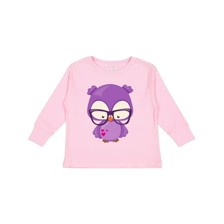 

Inktastic Valentine s Day Owl Purple Owl Glasses Hearts Gift Toddler Boy or Toddler Girl Long Sleeve T-Shirt