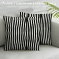 thumbnail image 3 of Creowell  Abstract Throw Pillow Cushion Cover,Geometric Trippy Lines Minimalist Urban Contemporary Style Geometric Art Deco, Zippered Double-Side Digital Print Decor,  Black and Cream, 3 of 5