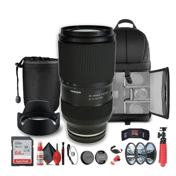 Tamron 50-300mm F/4.5-6.3 Di III VC VXD Lens For (Sony E) Mirrorless Cameras - Bundle