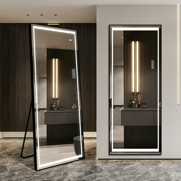 LAIYA LED Aluminum Full Body Rectangular Mirror Large Size Floor Mirror With Bracket Touch