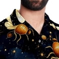 thumbnail image 5 of Starry Bees in the Sky Men's Casual Button Down Short Sleeve Printed Summer Beach Shirts, 5 of 6