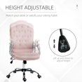 thumbnail image 3 of Velvet Office Chair with Button Tufted Back, Pink Desk Chair - Adjustable Height, Swivel Task Chair for Home Office & Study, 24" x 24", 3 of 7