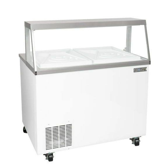 MoTak MDC18 47" Mobile Ice Cream Dipping Cabinet w/ 12 Tub Capacity - White, 115v