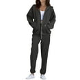 thumbnail image 2 of Huankd Sweatsuits Women 2 Piece Outfit Zip Up Jacket Comfort Jogger Set Fleece Hoodie and Sweatpants Set Matching Sweat Sets Black S, 2 of 6