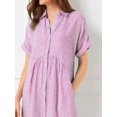 thumbnail image 2 of Women's Full Size Plus Size Striped Button Front Midi Dress with Pockets Not Lined 100% Polyester Comfortable Daily Wear, 2 of 14