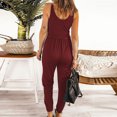 thumbnail image 5 of gakvbuo Jumpsuits For Women Summmer Dressy Wedding Fashion Women's Casual Solid Color Sleeveless Suspenders V Neck Lacing Jumpsuit, 5 of 7