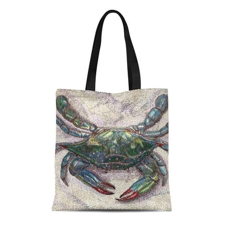 SIDONKU Canvas Tote Bag Seafood Chesapeake Bay Blue Maryland Virginia Ocean Beach Reusable Handbag Shoulder Grocery Shopping (Best Grocery Store For Seafood)