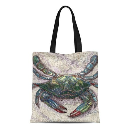 Best Shopping In Virginia Beach SIDONKU Canvas Tote Bag Seafood Chesapeake Bay Blue Maryland Virginia Ocean Beach Reusable Handbag Shoulder Grocery Shopping Bags ()