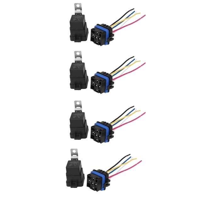4X Relais Automobile Intégré Étanche Dc/12V 40A Relais Automatique et Prise 5 Broches