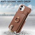 thumbnail image 6 of Compatible for iPhone 11 Zipper Wallet Case with Card Holder, Rotation Ring [Two-Way Kickstand], PU Leather Card Slots RFID Blocking Protection Shockproof Purse Case, Brown, 6 of 10