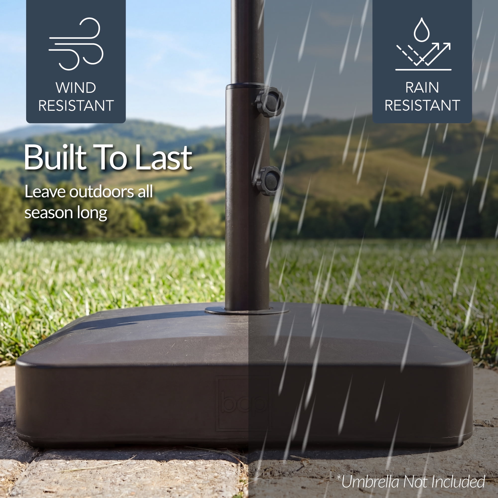 Best Choice Products Fillable Plastic Patio Umbrella Base Stand, Pole Holder w/ Adjustment Knob, Asscher Design - Brown