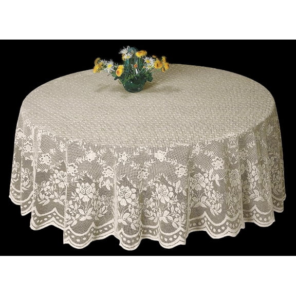 70 inch Lace Tablecloth Round with Floral Pattern for Birthday Party, Wedding Reception