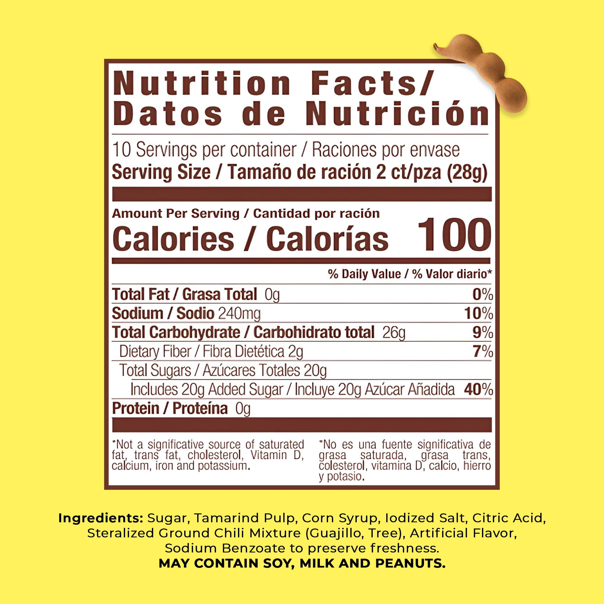 (8 pack) De La Rosa Pulparindo Tamarind Candy, Original Hot and Salted Mexican Candy, 20 Count