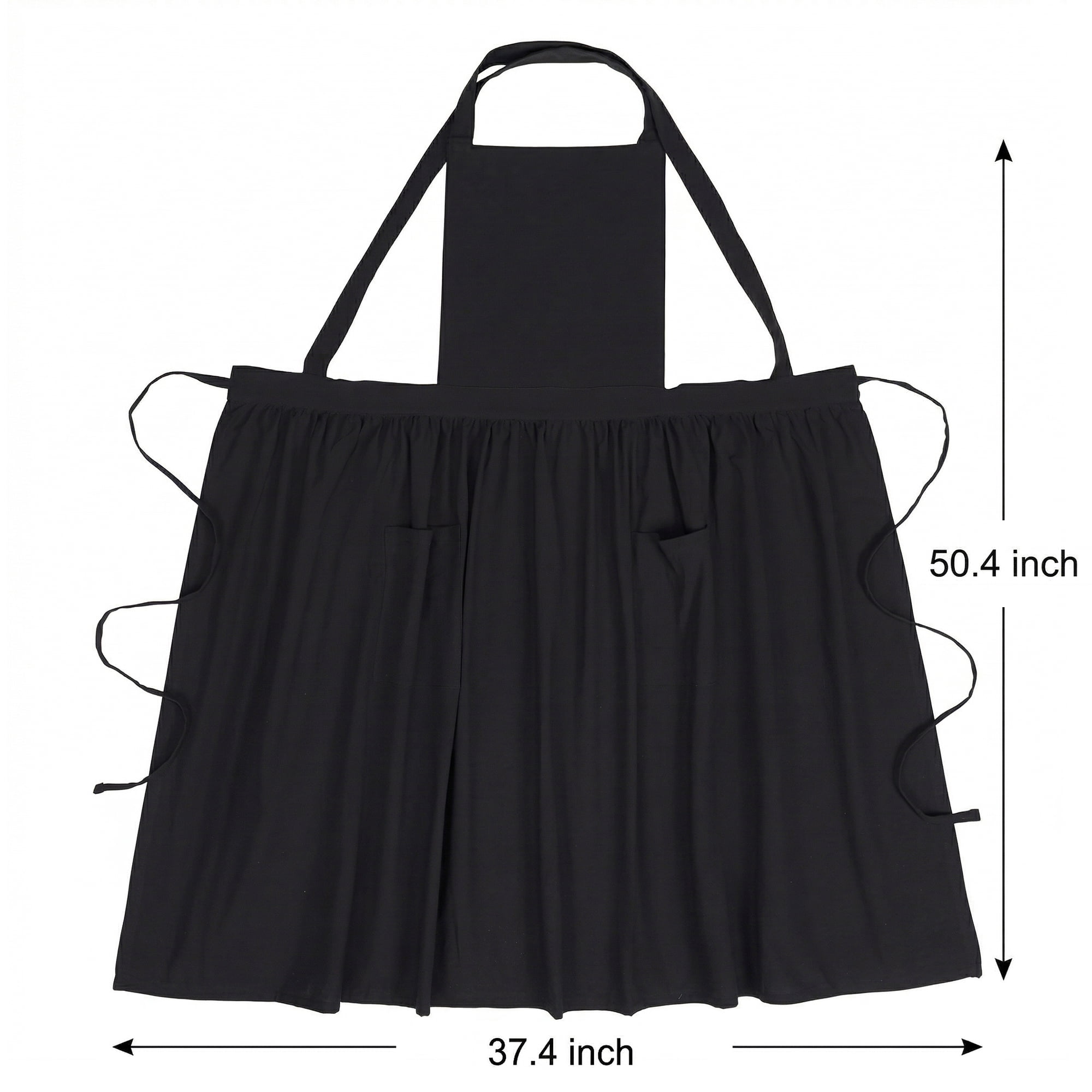 Unique Bargains Women's Kitchen Apron Long Waist Cooking Apron 37.4x50.4in Black