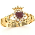thumbnail image 2 of Claddagh Ruby Diamond Ring In Solid 14k Yellow Gold, 2 of 6