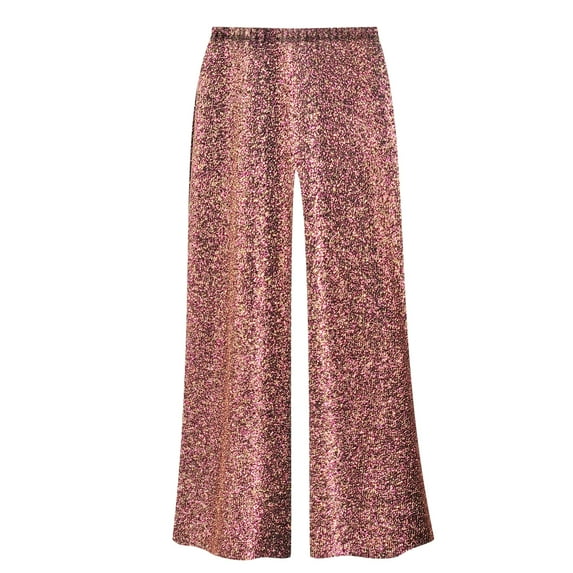 Medium Petite Red Dawn Sparkling Effect Slinky Palazzo Capri Pants