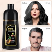 Bablabear Black Hair Dye Shampoo for Gray Hair, Semi-Permanent Hair Color Shampoo for Women and Men, Herbal Ingredients, 3 in 1 100% Grey Coverage.Lasts 30 Days/16.9fl oz/Natural herbal Ingredients