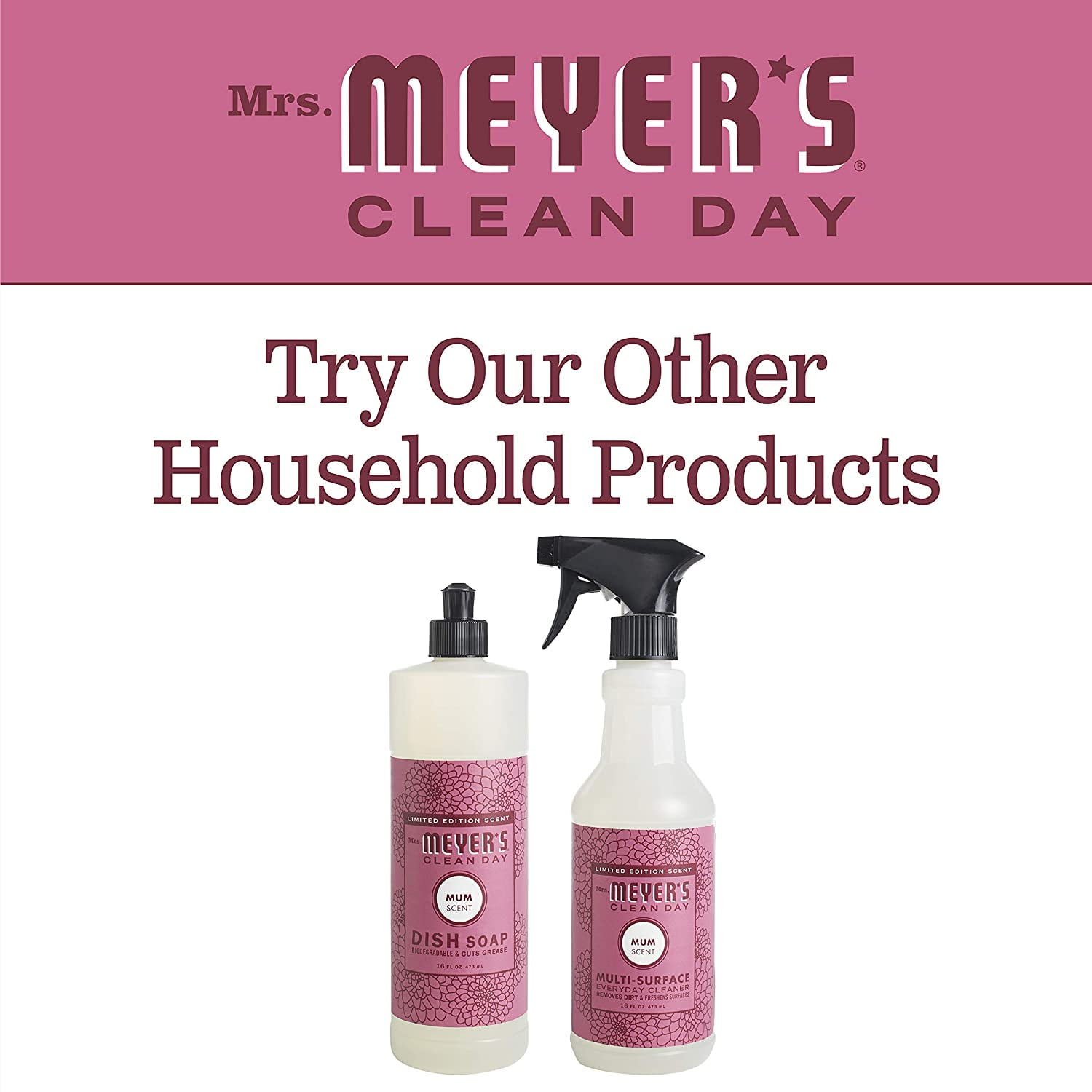 Mrs. Meyer's Clean Day Liquid Dish Soap, Mum Scent, 16 Fluid Ounce, 6 Count
