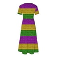 thumbnail image 4 of LOVZFMLL Robe de Carnaval Imprimée Mardi Gras pour Femmes Manches Courtes Col Rond Décontractée Fluide à Étages Robe de Plage avec Poches Violet 2TG, 4 of 6